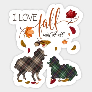 Sheep Lovers - I Love Fall Most of All Sticker